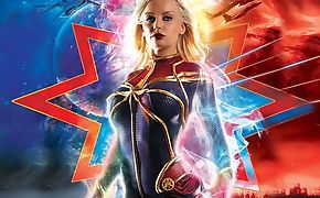 Busty Captain Marvel handles lots of big pain cocks