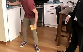 FamilyDick - Horny Boy Gets Fucked Apart from StepDad Chips Caught Stroking