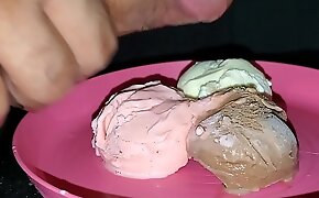 Some enjoyment playing with my ice cream with the addition of cum loading on the same plane of dessert 