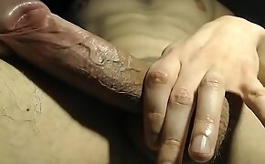 Non-fatal dick massage close-up