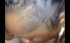 Ebony BBW mouth and teat fuck washed out cock