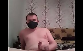 Boy with mask and his awesome dick