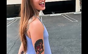 Inked Skater Girl Vanessa Vega adjacent to Skateboarding and Squirting adjacent to Public
