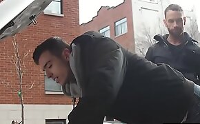 Angry stepdad makes son suck and fuck his cock