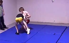 Petite gays spar together hardcore and slowly strip naked