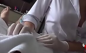 Nurse stroking with gloves