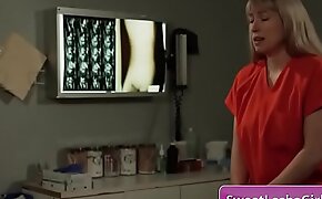 Sexy and horny blonde lesbian sluts Serene Siren, Verronica Kirei fucking deep and tender in the doctor office