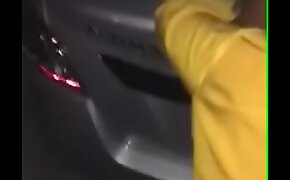 Ebony Slut Fucks Outside The Car at Night